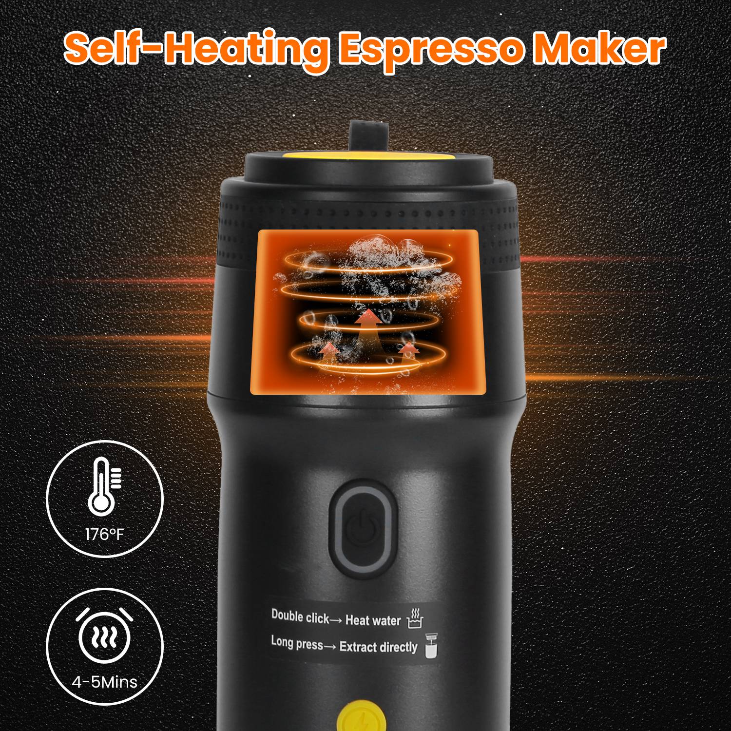 Portable Espresso Maker — Cordless Self-Heating Coffee Machine for Car & Travel