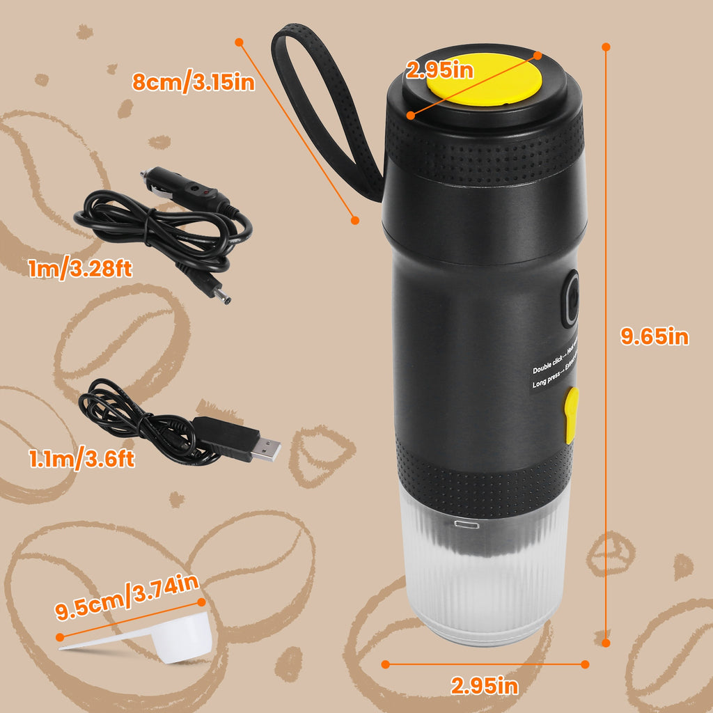 Portable Espresso Maker — Cordless Self-Heating Coffee Machine for Car & Travel