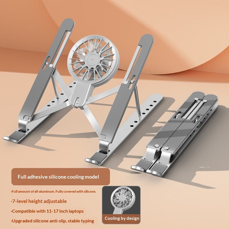 Adjustable Aluminum Laptop Stand with Cooling Fan — Foldable & Ergonomic