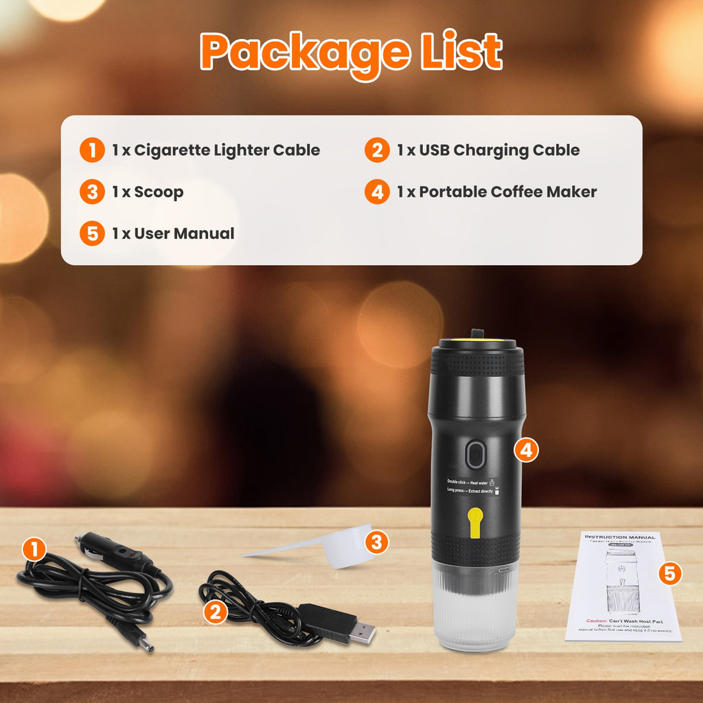 Portable Espresso Maker — Cordless Self-Heating Coffee Machine for Car & Travel